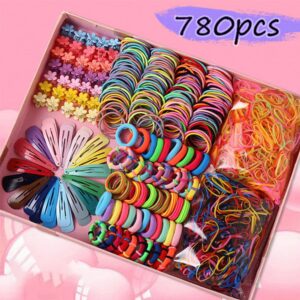 Girls Colorful Hair Bands Set Nylon Elastic Rubber